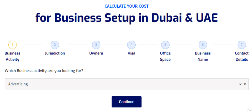 business setup calculator